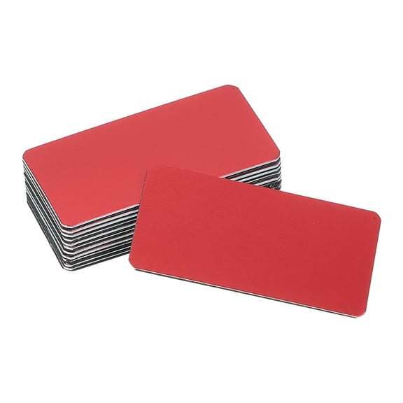 Uxcell 12 Pcs Blank Name Plates, 2 x 1" Engraved Metal Name Plate Laser Strong Adhesive Nameplate Anodized Aluminum Custom Blank Plates for Signs DIY Crafts, Red