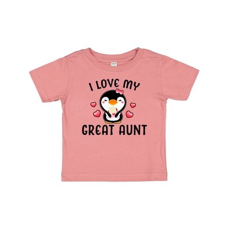 

Inktastic I Love My Great Aunt with Cute Penguin and Hearts Gift Baby Girl T-Shirt