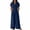 Dark Blue, variant on Womens Short Sleeve Collared Jumpsuits Comfy Cotton Blend Belt Waist Button Front Wide Leg Long Rompers with Pockets Summer Daily Wear Green