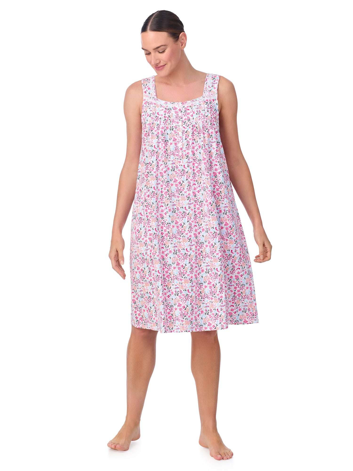 Aria Women's 100% Cotton Sleeveless 40" Nightgown, Sizes XS-5X