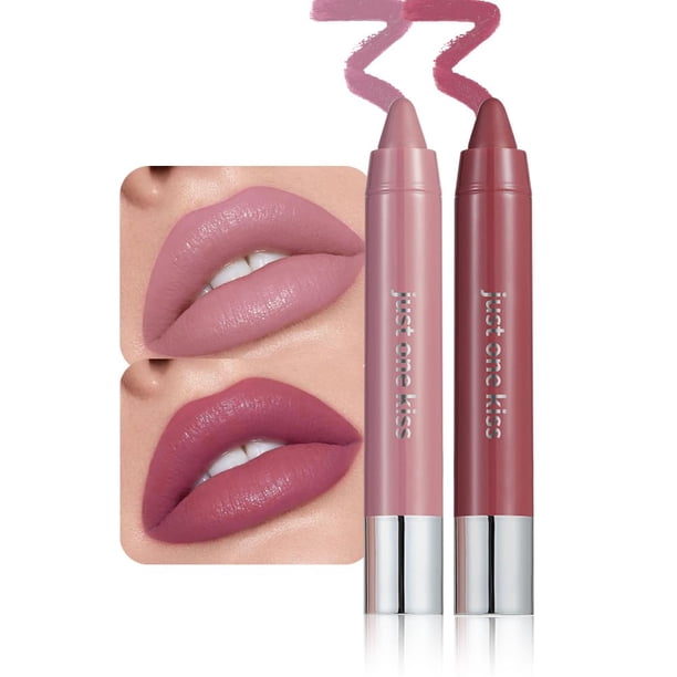 Set de labiales en crayón hidratantes Mekuel de 2 piezas en tonos malva y ciruela
