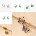 thumbnail image 3 of QQTDFG Women Cute Butterfly 925 Silver Stud Drop Earrings Cubic Zirconia Jewelry Gift-#5, 3 of 8