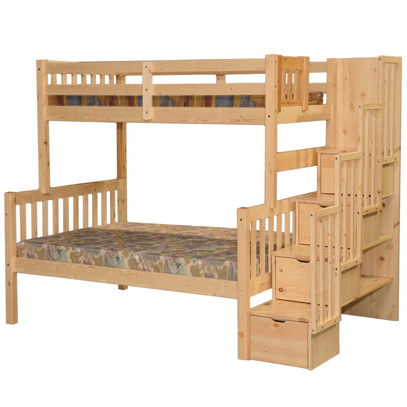 Flamingo Staircase Twin over Full Bunk Bed Natural