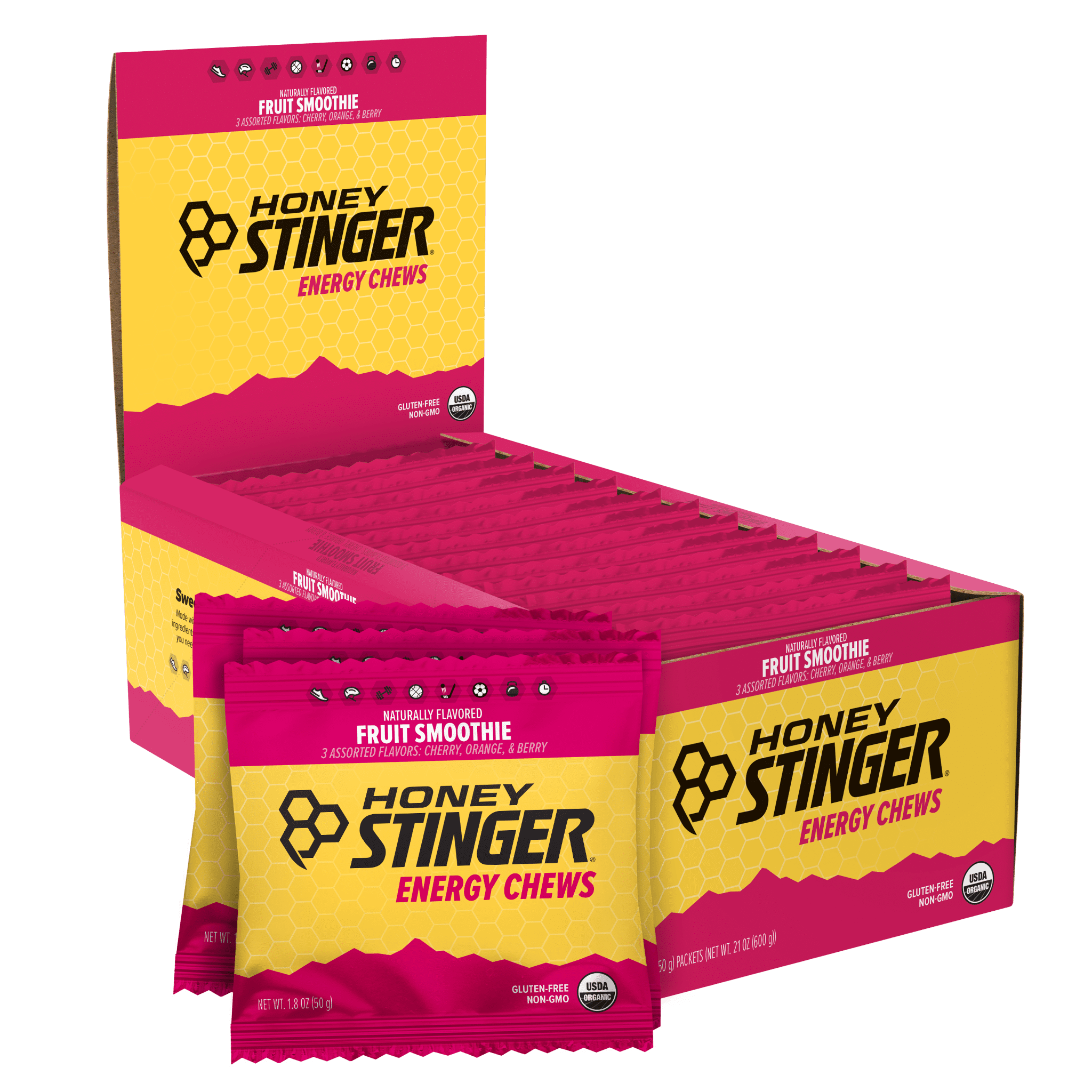 Honey Stinger Organic Energy Chew, Fruit Smoothie, 1.8 oz, 12 Ct