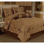 Camel Brown Texas Star Western Star Microsuede Comforter - 7 Pieces Set