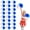 Blue+White, variant on 24 Pcs Cheerleading Pom Poms,14.57inch with Handle Style Cheerleading Handheld Squad Pompoms for Sports Team Cheer Spirit