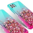 thumbnail image 4 of SPY CASE for Boost Mobile Celero 5G/Samsung Galaxy A22 5G Case Liquid Glitter Phone Case Cover with Tempered Glass Screen - Pink/Teal, 4 of 5