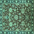 thumbnail image 1 of Ahgly Company Machine Washable Indoor Square Oriental Turquoise Blue Industrial Area Rugs, 4' Square, 1 of 4