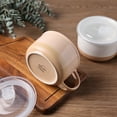 thumbnail image 5 of AmorArc Ceramic Soup Mugs with Handles and Lids,24 OZ Soup Cups Set of 2 with Terracotta Underside,Mug Bowls with Spoon for Soup/Cereal/Salad/Noodles/Ramen/Microware &Dishwasher Safe-White &Peach, 5 of 9