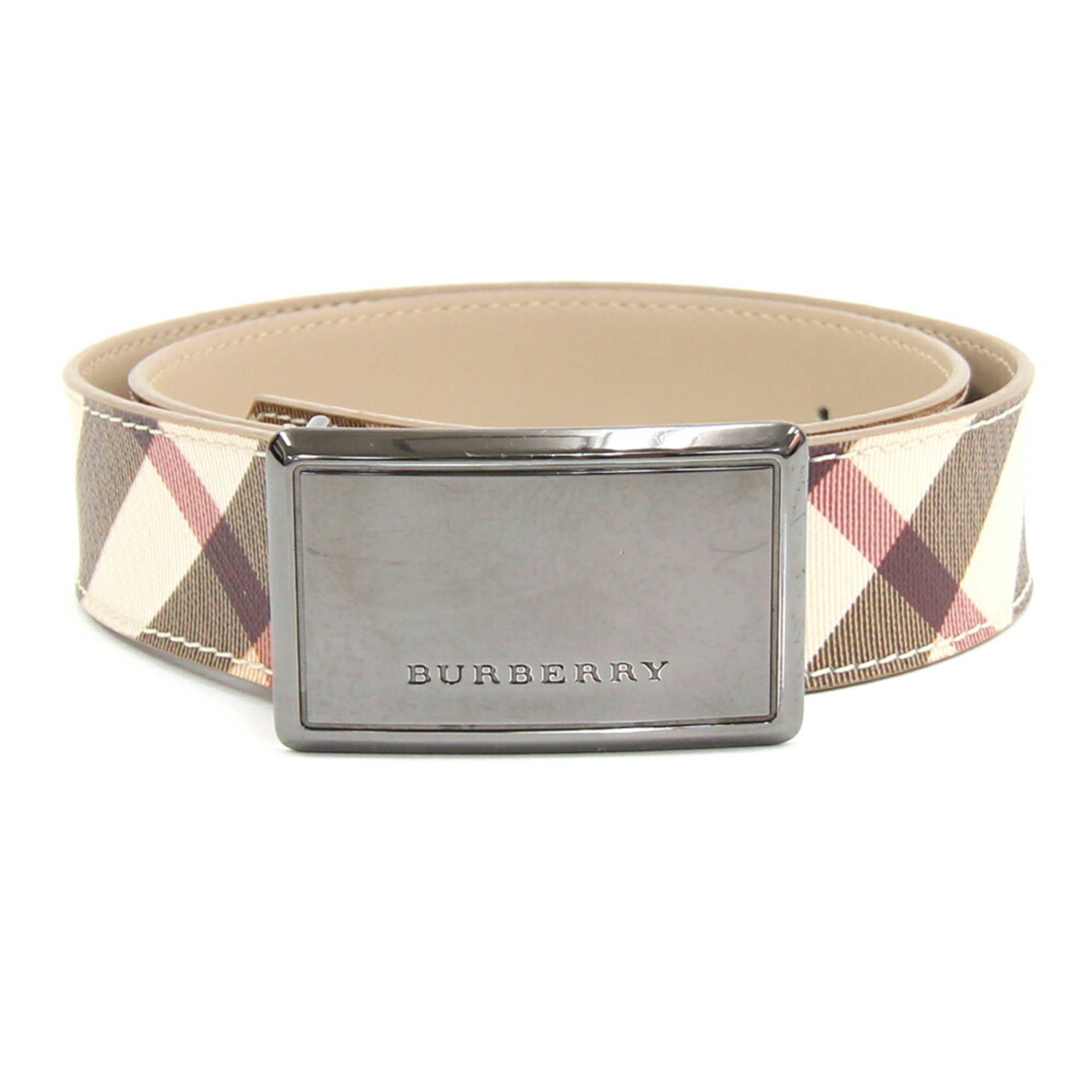 Burberry Belt Beige PVC Leather Fashion Nova Check Women\'s BURBERRY Burberry Beige/Black Nova Check PVC and Leather Belt 75CM main image 4