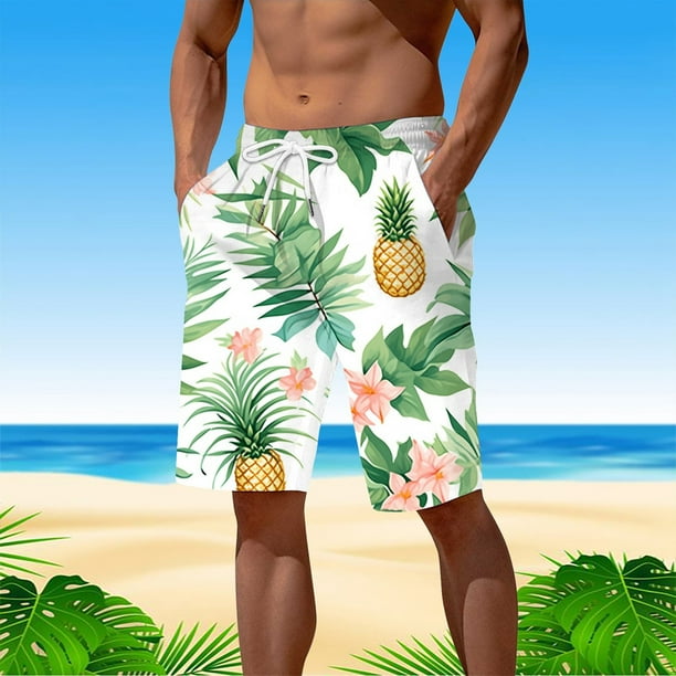 WILLBEST Pantalones Cortos Casuales de Verano para Hombre con Estampado Digital 3D y Cintura Elástica para Playa