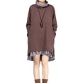 thumbnail image 2 of Women's Flared Layers Dress Hi-Low Ruffle Hem Tunic Top Coffee M, 2 of 5
