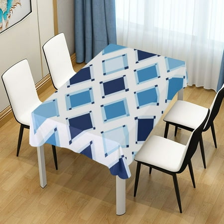 

60x60 Inch Tablecloth Polyester Square Tablecloth for Home Kitchen Dinner Decor Blue and White Argyle Squares