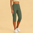 thumbnail image 5 of Women's Capri Golf Trousers Casual Quick Dry UPF 50+ Lightweight Quick Dry 3/4 Cargo Pants Hiking Shorts with Pockets Army Green L, 5 of 7