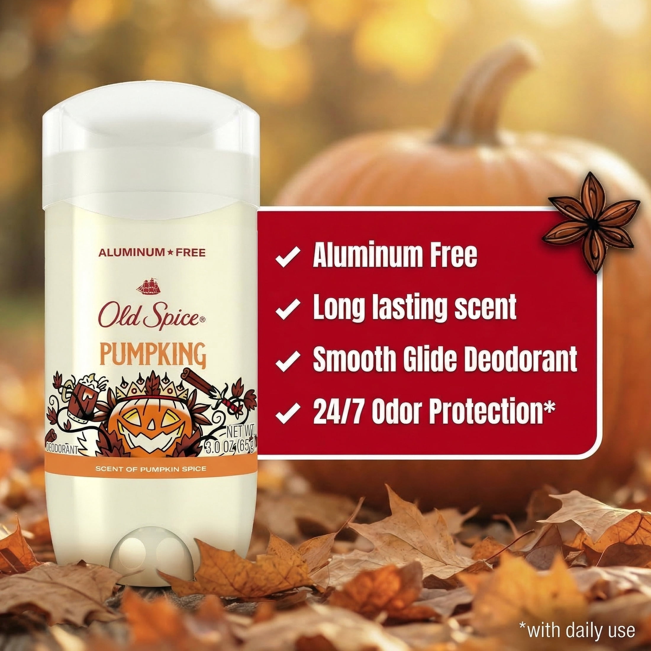 Old Spice Deodorant for Men, Aluminum Free, Limited Edition, Pumpking, Pumpkin Spice Scent,  3.0 oz