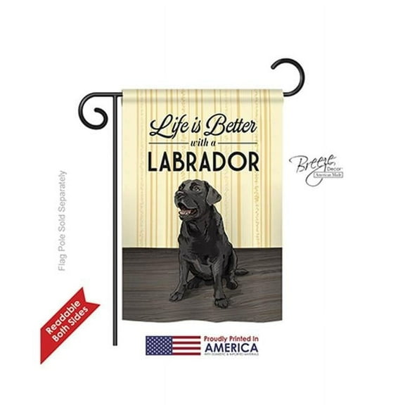 Breeze Decor 60009 Pets Life is Better Lab 2-Sided Impression Garden Flag - 13 x 18.5 in.
