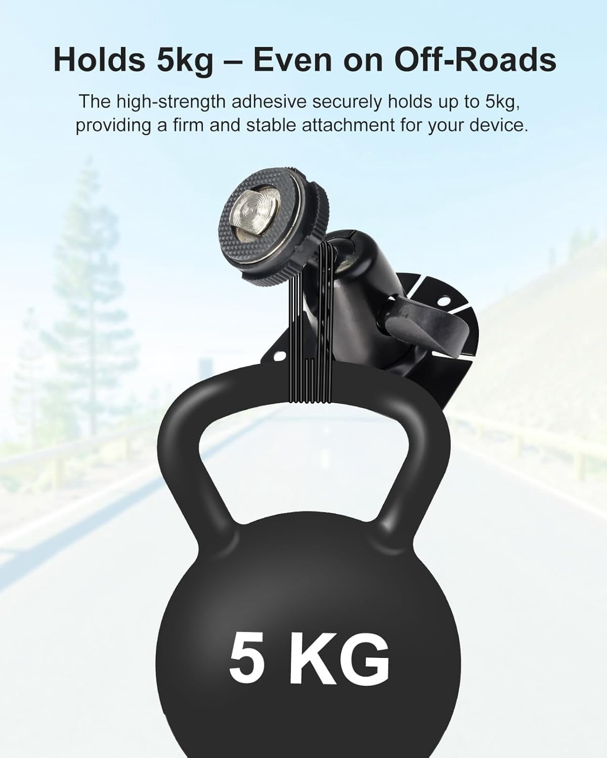 Fan-Shaped Mount for Backup Camera Monitor - No Drill Universal Bracket for Car, Truck, RV, Van Display - Easy Install with Heavy Duty Metal & Double-Sided Tape