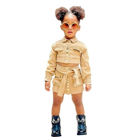 

Sngxgn Toddler Girls Swiss Dot Dress Flared Sleeve Babydoll Dresses for FallGirls Summer Dress Khaki 3-4 Years