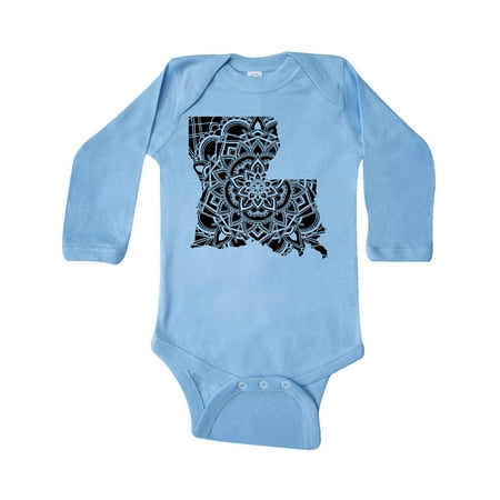 

Inktastic Louisiana Silhouette Mandala Gift Baby Boy or Baby Girl Long Sleeve Bodysuit