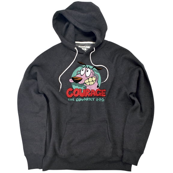 Courage The Cowardly Dog Courage Unisex Adult Slim Fit Pull-Over Heather Hoodie, Charcoal, Small