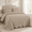 Taupe-Queen(90"x90"), variant on White Super King(120"x120") 3-Piece Oversized Floral Embroidery Reversible Quilt Bedding Set