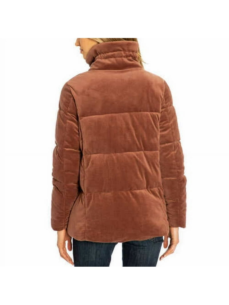 Ameri　VELVET DOWN JACKET Isaac Mizrahi Ladies' Velvet Puffer Jacket (Dusty Mauve