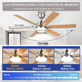 thumbnail image 3 of Ventilador de techo de 52 pulgadas, 6 aspas, lámpara de bajo consumo Xtellar cafe, 3 of 4