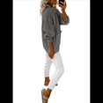 thumbnail image 2 of Suéteres y Abrigos de Punto Grueso de Larga con Cuello en V Abierto para Mujer. Gris M, 2 of 7