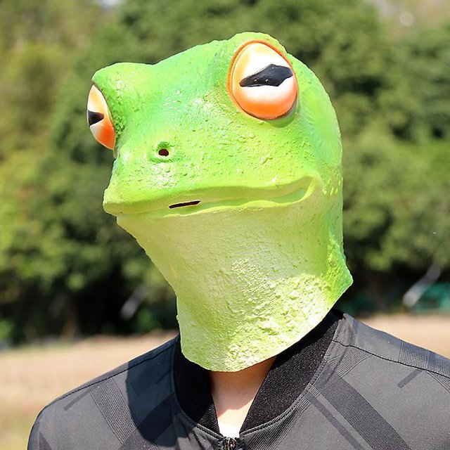 Máscara de cabeza de animal de látex para fiesta de disfraces, máscaras de rana elegantes para Halloween