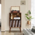 thumbnail image 5 of Large Record Player Stand, Mid Century Turntable Table with Record Storage Holds up to 160 Albums, Vinyl Record Storage Cabinet Table with Solid Wood Legs for Living Room, 5 of 8