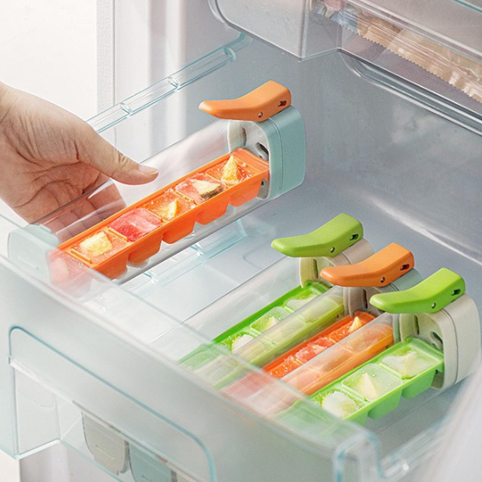 One Glass Ice Maker, Ice Cube Tray, One Hand Press Ice-Tray Mold with Handle, 6 Grid Easy Release Icess Cube Mold, Space-Saving Design and Easy Maintenance