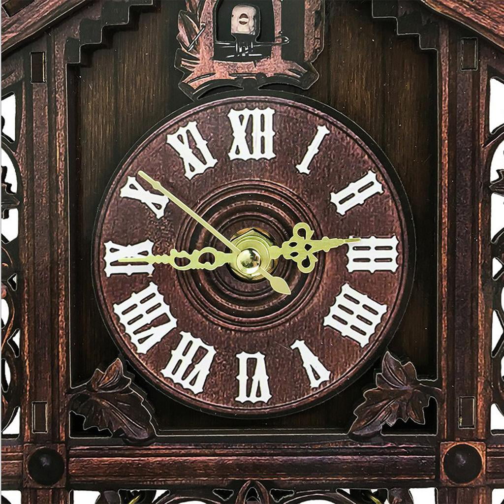 2Pcs Retro Wood Cuckoo Wall Clock with Pendulum Housewarming Gifts 2Color 