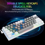 60% Wired Mechanical Gaming Keyboard, E-YOOSO RGB Backlit Ultra-Compact 61 Keys Hot Swappable Mini Waterproof Wired Office Keyboard with Red Switches for Windows, Mac OS Gamers (Grey White)