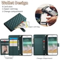 thumbnail image 5 of Stylish iPhone SE 2022/2020/ iPhone 8 7 Case Wallet with Card Slots and Zipper Pocket, Hand Wrist + Crossbody Strap RFID Blocking Girls Women Case for Apple iPhone SE 3rd 2nd Gen, Darkgreen, 5 of 9