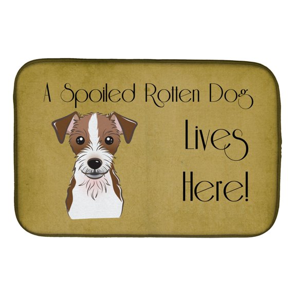 Jack Russell Terrier Spoiled Dog Lives Here Dish Drying Mat