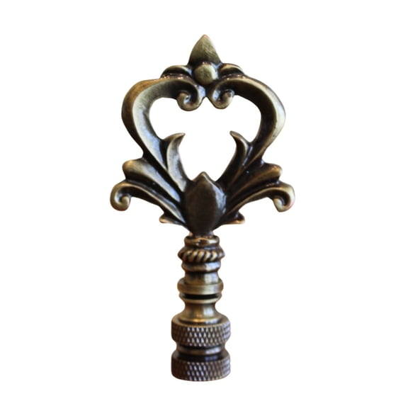 Neo-Classical Church Key Lamp Finial Antique Brass, 3.1"h