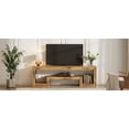 thumbnail image 3 of Finmind 63 Inch TV Stand for 55/60/65 Inch TVs, 63 Inch Farmhouse Entertainment Center with Open Storage Shelves, Television Console Table for Living Room, Bedroom, Rustic Brown, 3 of 6