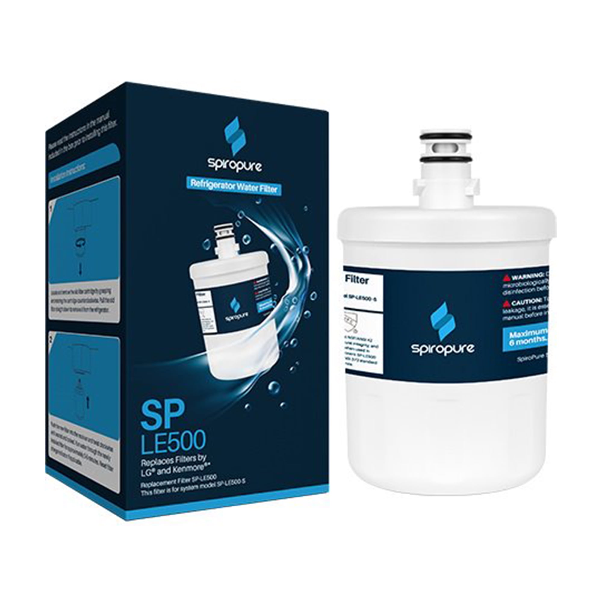 SpiroPure SP-LE500-3PK Refrigerator Water Filter Replacement, 3 Pack
