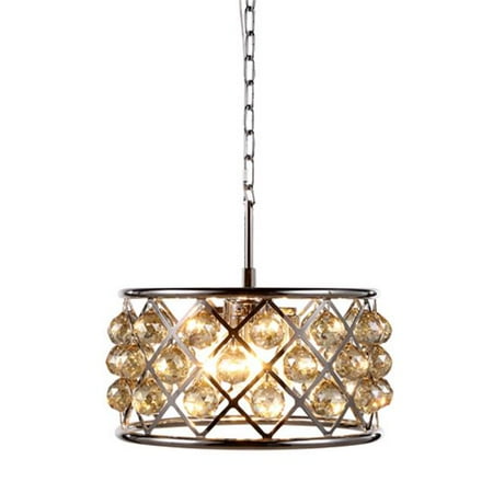 

1214D16PN-GT-RC 16 Dia. x 9 H in. Madison Pendant Lamp - Polished Nickel Royal Cut Golden Teak Smoky