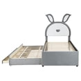 thumbnail image 6 of Bellemave Twin Storage Bed Frame with Trundle, Upholstered Rabbit-Shape Platform Bed with LED Lights, Twin Size Princess Bed with Storage for Adults（Gray), 6 of 10