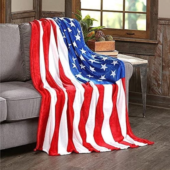 Elegant Comfort Breathable Fleece Throw Blanket, 50 x 60 inches, Perfect for Lounging and Home Decor, All Season Suitable, 50 x 70 inches, American Flag, Throw Blanket