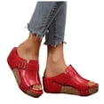 thumbnail image 1 of Sandales à Semelle en Liège Sans Dos pour Femmes, à Enfiler, en Cuir, à Bout Ouvert, Sabots Légers Antidérapants, Claquettes de Marche, Rouges, Taille 7, 1 of 9