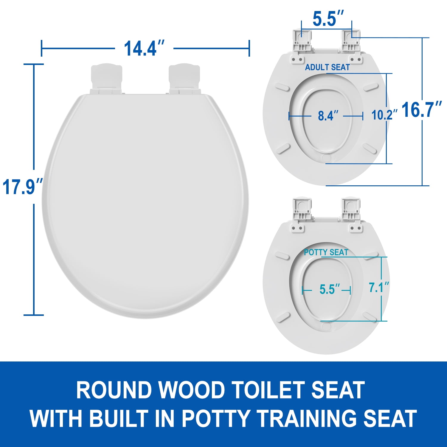 Rayport American Standard Round Toilet Seat with Toddler Seat, Soft Close