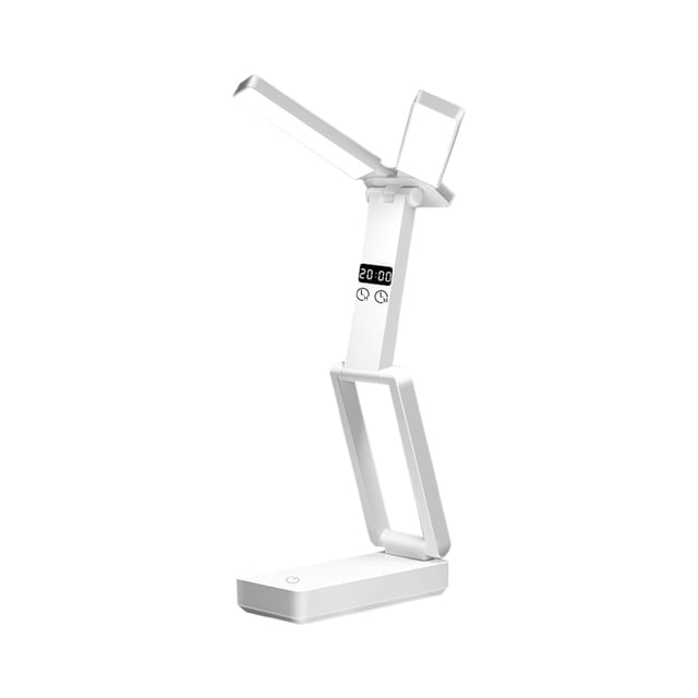 Lámpara de escritorio con reloj de lápiz, lámpara de escritorio para estudio, oficina, protección para los ojos, lámpara de lectura, lámpara de escritorio plegable, batería de gran capacidad, tres tem