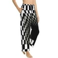thumbnail image 2 of Disketp 3d Black And White Checkerboard Print Women'S Comfy Pajama Pants Casual Drawstring Palazzo Lounge Wide Leg Pants, 2 of 9