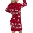 thumbnail image 3 of FASHIONWT Women Winter Christmas Party Long Sleeve Knitted Sweater Dress, 3 of 4