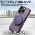 thumbnail image 5 of For iPhone 14 Pro Case Retro Leather Circular Rotating Stand Shockproof Phone Case,Purple,For iPhone 14 Pro, 5 of 7