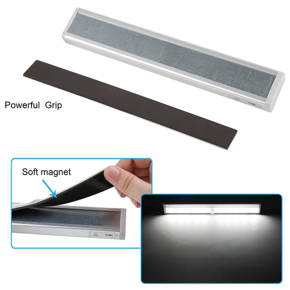 Suodoka 3-Pack Wireless Motion Sensor LED Strip Lights, 10 LEDs, Magnetic Adhesive, 3-5m Range, IP65 Waterproof, Battery Operated, Ideal for Cabinets