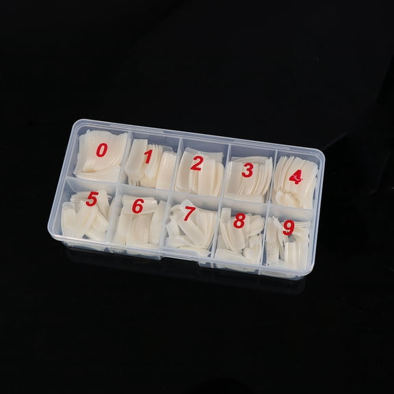 ORDDIART False Nails Kit 500Pcs White Plastic for Full Cover Nail Art and Learner Use with 7.1x3.5x1.4in Case