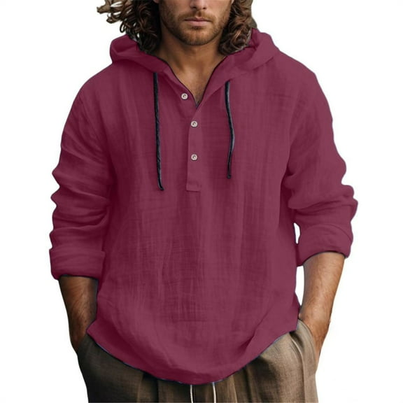 VNKIDY Men's Casual Hoodie Lightweight Pullover Sweatshirt Fall Everyday Wear Comfortable Plain Hooded Tops Male Long Sleeve Solid Color Autumn Winter Streetwear Fashionable